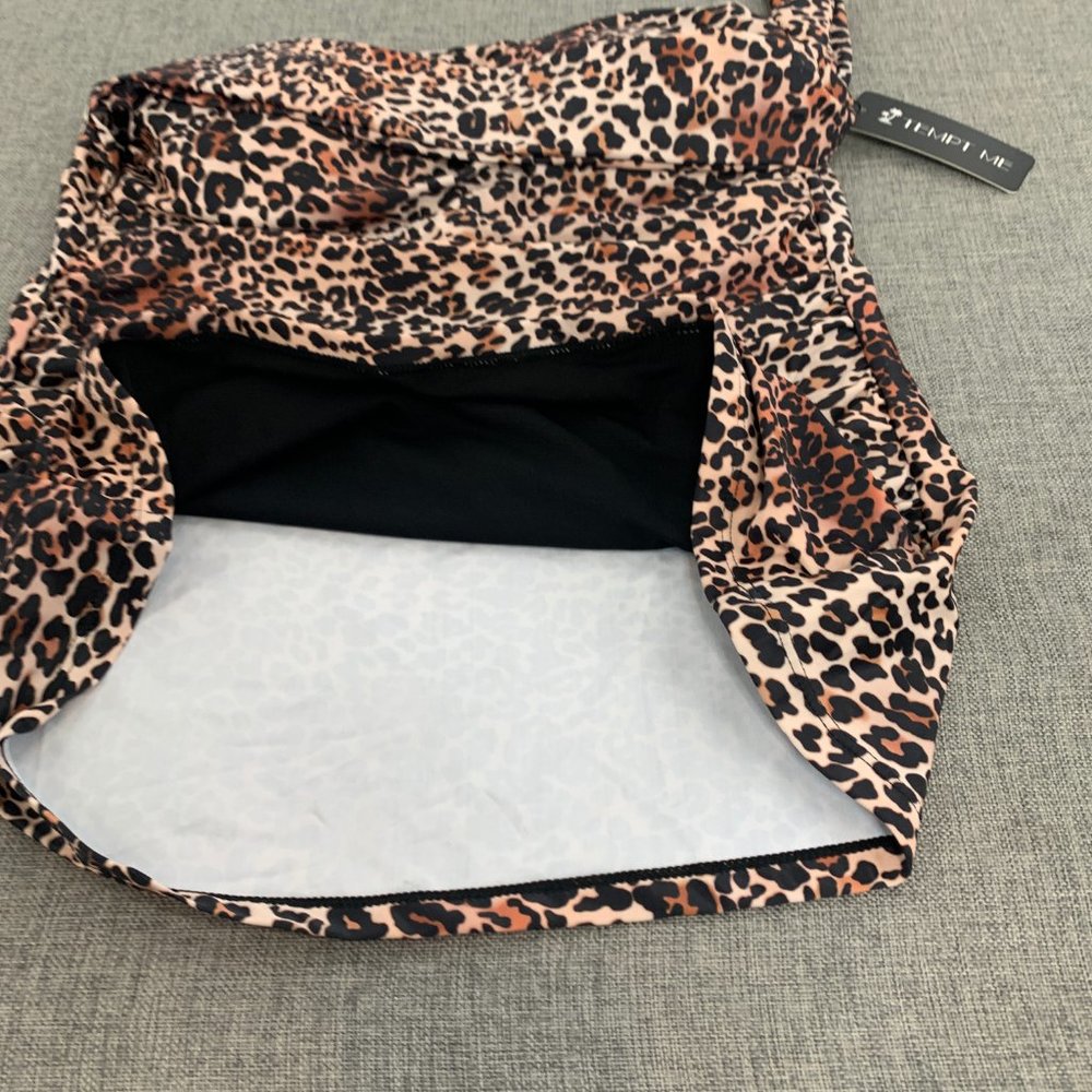 Brand New! Tempt Me Leopard Tankini One Shoulder XL Removable Pads - Picture 7 of 14